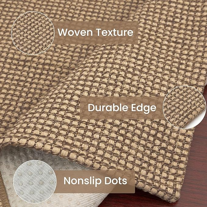 IOHOUZE Washable Runner Rug 2.6x8 Non Slip Rubber Backed Wide Hallway Runner Entryway Runner Indoor, Kitchen Rugs Woven Cotton Floor Carpet for Hall Bedroom, Orange/Tan/Brown