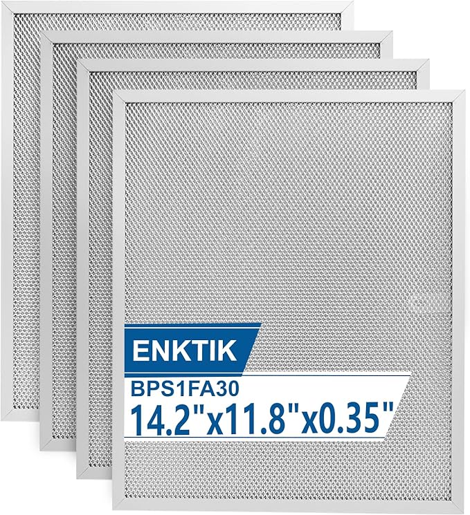 BPS1FA30 Range Hood Filter by ENKTIK 11.8" x 14.3"Compatible with NuTone Allure & Broan Stove Hood Vent Filter Fits QS1 QS2 30" Hoods - Replacement 99010299 -Blocks Grease & Filters Oven Air (4-Pk)