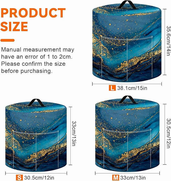 Kitchen Appliance Accessories Dust Cover for 3-6-8 Quart Instant Pot, Pressure Cooker, Air Fryer & Crock Pot,Decorative Appliance Cloth Cover with Top Handle & Storage Pockets (Deep Blue, 6 Quart)