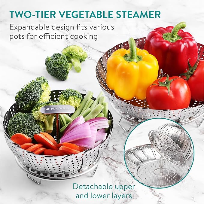 Vegetable Steamer Basket, 2 Tiered