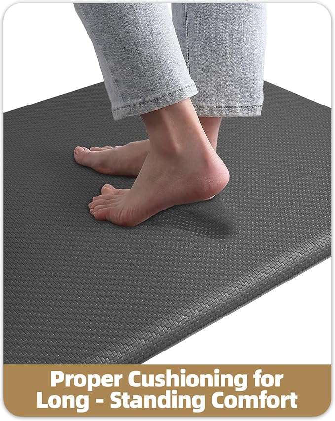 Color&Geometry 0.71" Extra Thick Anti Fatigue Cushion Kitchen Floor Mat,Easy Clean, Water & Oil Proof, Non Slip, Foam Padded Runner Rug for Front Sink,20"x 71" Grey (2.0 Version)