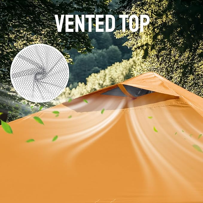 CROWN SHADES 10x10 Pop Up Canopy - Patented Center Lock One Push Instant Outdoor Canopy Beach Tent with STO-N-Go Bag 8 Stakes & 4 Sand Bags，Orange