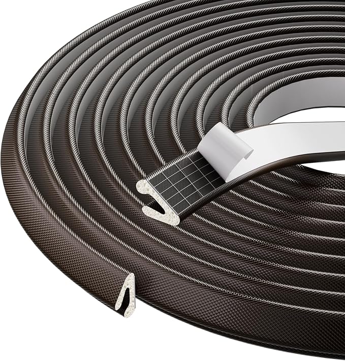 V Shape Thin Foam Weather Stripping Door Frame Seal Strip 19.7FT Brown, Draft Stopper, Insulation Winter, Weatherstripping, Gap Sealing, Soundproofing, Self-Adhesive Used for Exterior Front Door Side