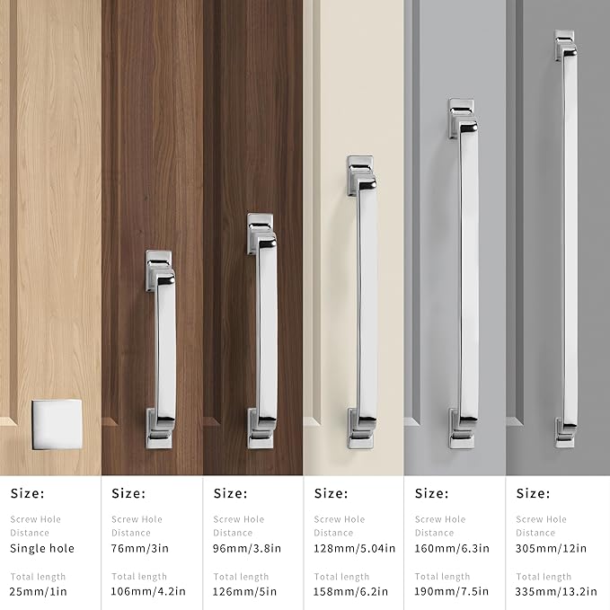 Khtumeware 6 Pack Polished Chrome Cabinet Pulls and Handles - 6-1/4 Inch Drawer Handles for Kitchen Cupboards