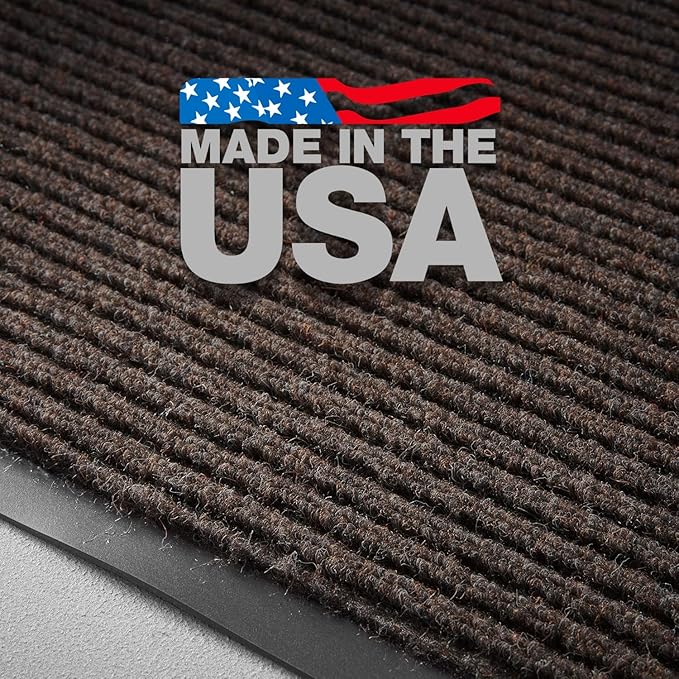 Consolidated Plastics Brush Dry Mat - Made in USA, Heavy-Duty Commercial DoorRug for Indoor/Outdoor Entryways, Non-Slip Backing for High-Traffic Areas (3' W x 4' L, Brown)