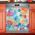 Colorful Beautiful Flowers Dishwasher Magnet Cover Sticker Magnetic Refrigerator Panel Front Door Fridge Microwave Decal Decorative