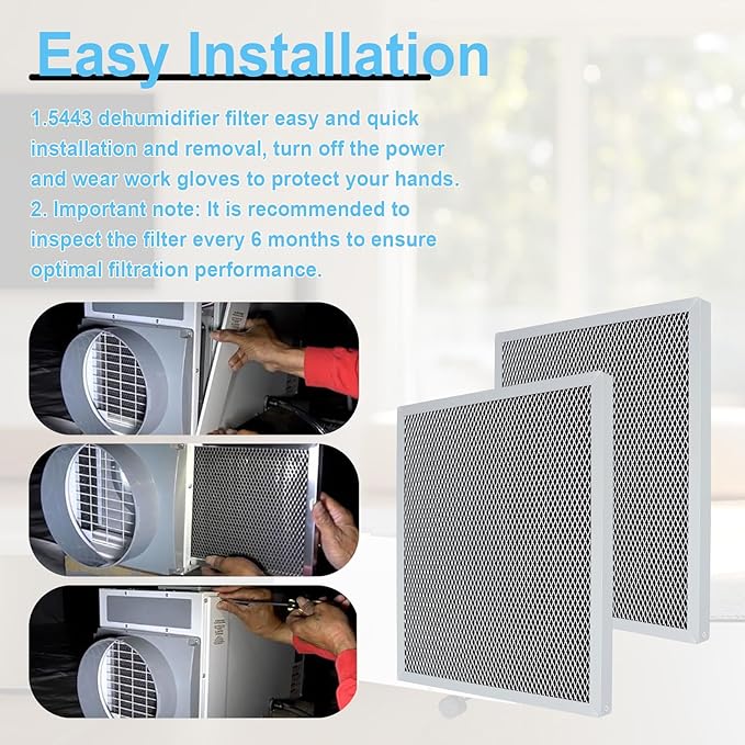 2 Packs 5443 Dehumidifier Filter Replacement for Ventilation Models 8191, 8192 Fits for Whole-House Dehumidifiers Models 1830, 1850, 1852 Replacement Filter 12x10x0.79 inch