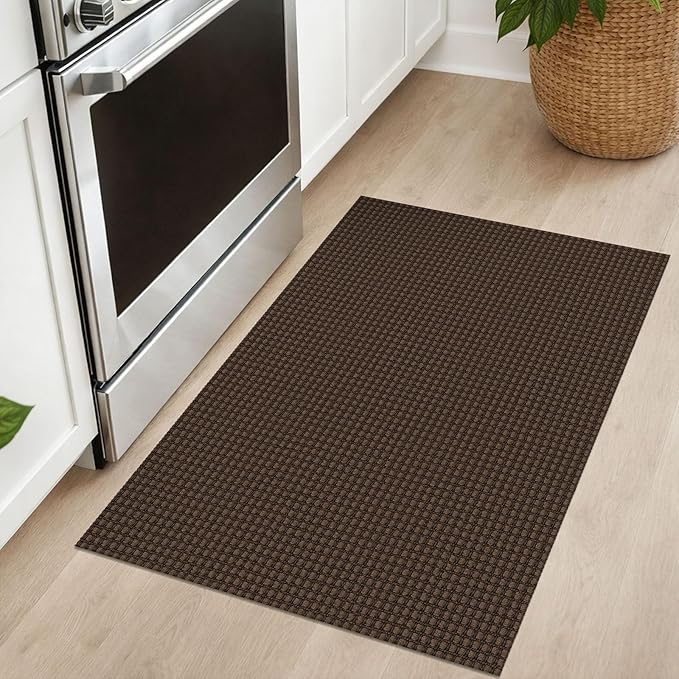 IOHOUZE Small Area Rug 2x3 Washable Woven Rugs for Entryway Non Slip Rubber Backed Front Door Rugs Indoor Doormat Throw Rug Floor Carpet for Entrance Kitchen, Brown