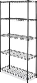 Whitmor 5 Tier Shelving Unit, Metal Storage Shelves, 400 lbs Capacity per Shelf, 2000 lbs Total, Adjustable Heavy Duty Shelf, Easy Assembly for Kitchen, Garage, Plant, 36" L x 14" W x 72" H, Black