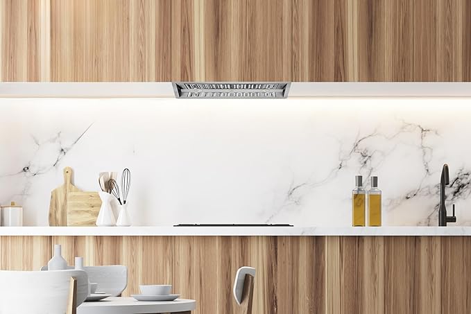 Hauslane Range Hood Insert 46 Inch Pro-Style - Stainless Steel Built-In Vent with 800 CFM Suction, Quiet Operation, LED Lights, 3-Speed Fan, 21" Deep, Ducted/Ductless Convertible for Insert Mount