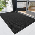 Front Door Mat, 5' x 4' Heavy Duty Indoor Outdoor Door Mat Entrance, Commercial Welcome Mats, Stain and Fade Resistant, Durable Rubber Backing, Low Profile Entry Mat for Patio, Black Stripe