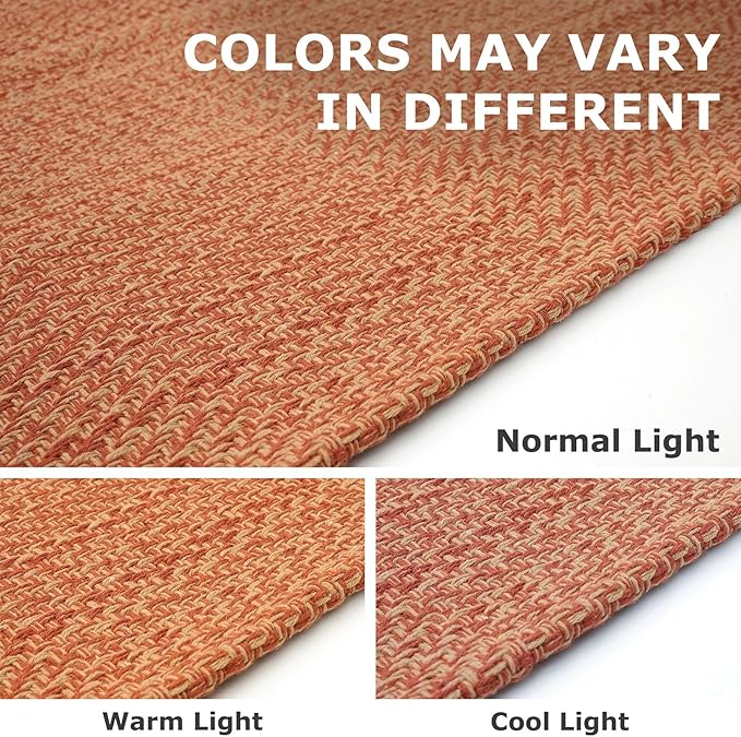 IOHOUZE Washable Area Rug 3x5 Non Slip Rubber Backed Woven Rugs for Entryway Rugs Indoor Outdoor Doormat Throw Rug Floor Carpet for Entrance Kitchen Front Door, Rustic Orange
