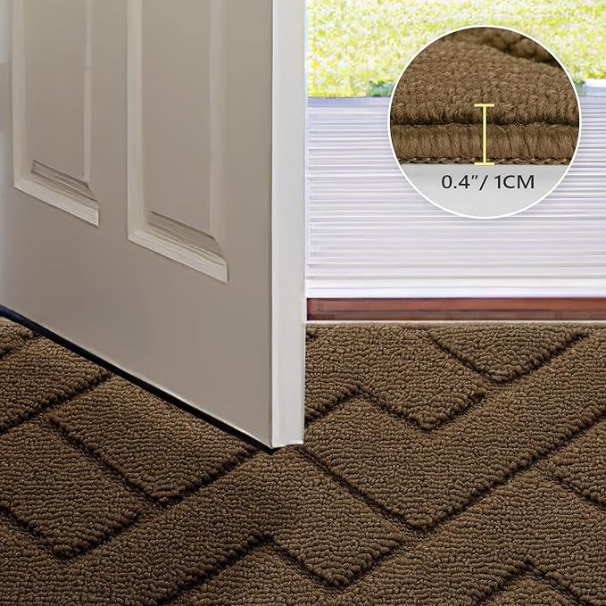 hicorfe Dirt Trapper Indoor Doormat,20"x59" Welcome Door mat,Non Slip Backing Washable Door Mats,Absorbent and Resistant Low-Profile Entrance Inside Floor Mat for Front Back Door,Entryway (Dark Brown)