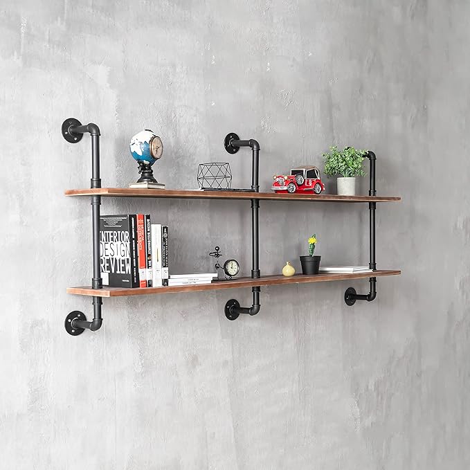 Floating Shelves for Wall Laundry Room Shelves Bookshelf Industrial Pipe Shelving Shelf Real Wood Planks 60 inch Rustic Wall Shelves Hanging Bookshelves Farmhouse Kitchen Bar Shelving
