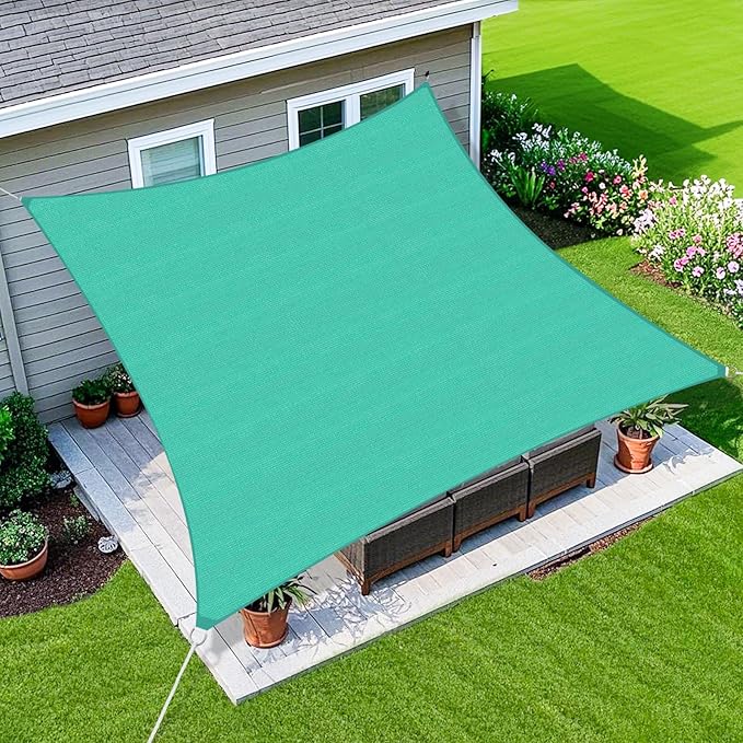 Amagenix Sun Shade Sail 7X12 Curved Edge Outdoor Shade Canopy Turquoise Breathable 95% UV Block Shade Cloth for Patio Garden Backyard (We Make Custom Size)