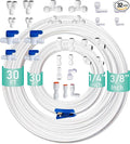 NSF Certified 1/4" & 3/8"O.D. Water Line Tubing and Push to Connect Fittings for RO (Reverse Osmosis) Water Filter 30 pcs+30 feet 1/4" tubing+30 feet 3/8" tubing.