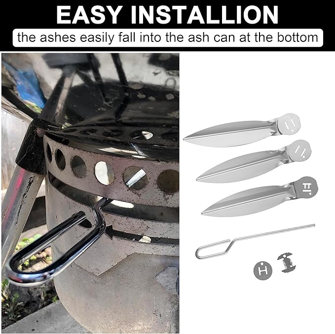 Outapark Grill Grate Replacement Parts for Weber 22'' Kettle Charcoal Grill,22 Inch Charcoal Kettle Accessories for Weber 7435 7441,One-Touch Cleaning System Kit for Weber 7444,Stainless Steel