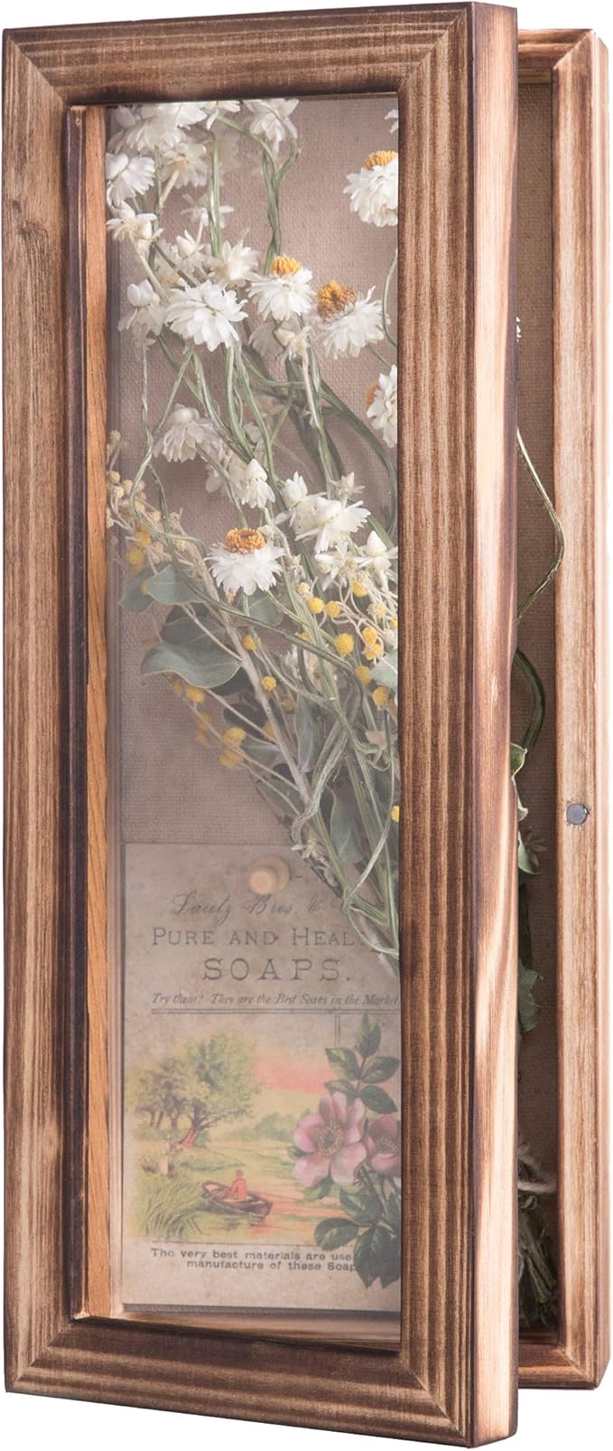 Freezing point Shadow Box Frame 5x12.5 Flower Shadow Box Pin Display Case Cabinet Picture Frame with Linen Back Memorabilia Awards Medals Badge Bouquet Wedding Memory Box for Keepsakes Long