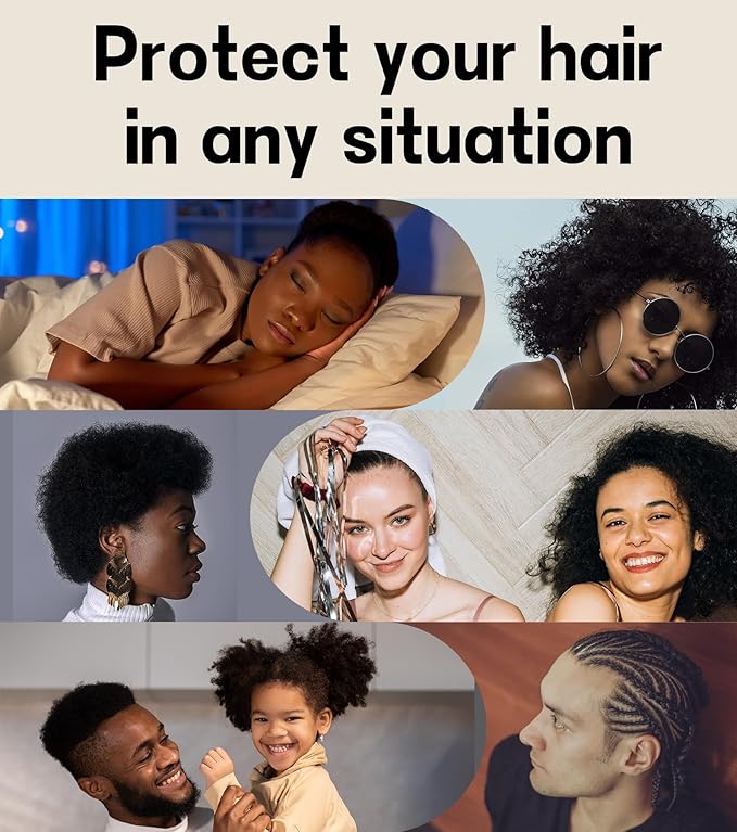 2PCS Silk Satin Bonnet Hair Wrap for Sleeping, Adjustable Strap Curly Natural Hair Night Caps for Women Men(Gray&Gray)