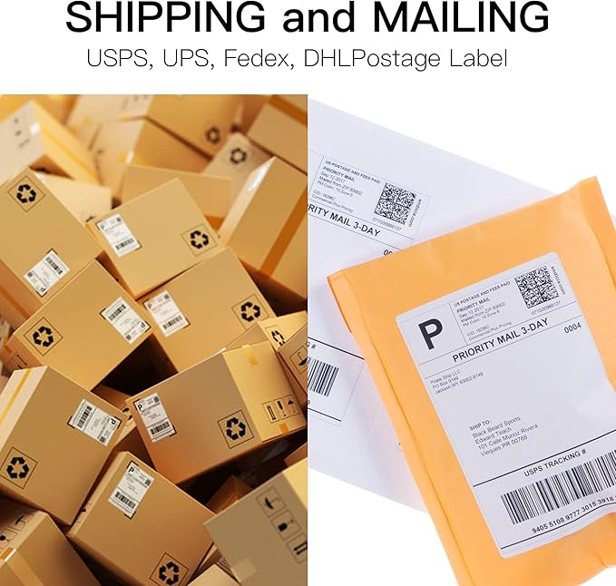 LotFancy 4x6 Thermal Labels Compatible with Dymo 4XL 1744907, 24 Rolls Perforated Postage Shipping Labels for Dymo, Rollo, Zebra, 220 Label per Roll