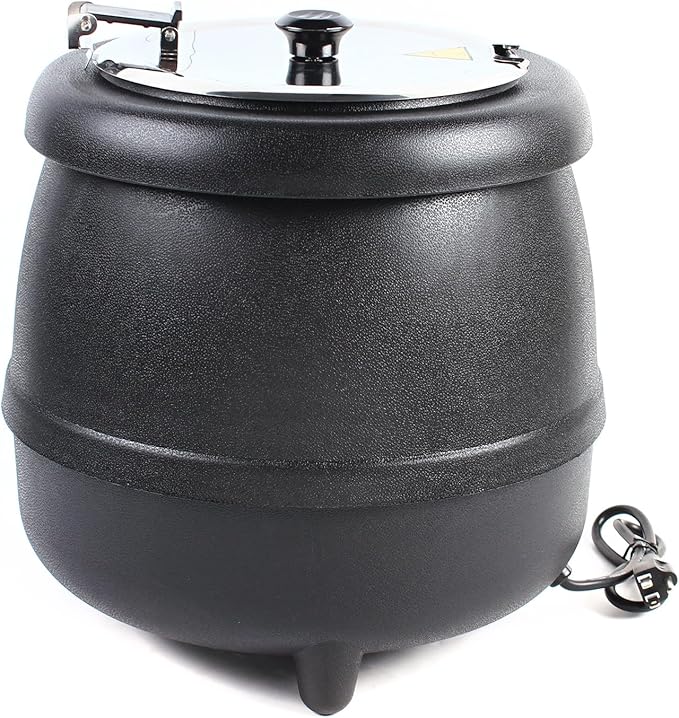 10L Soup Kettle Commercial Electric Soup Warmer 400W PP Shell Stainless Steel Countertop Food Kettle Warmer Pot for Home Restaurant, Black