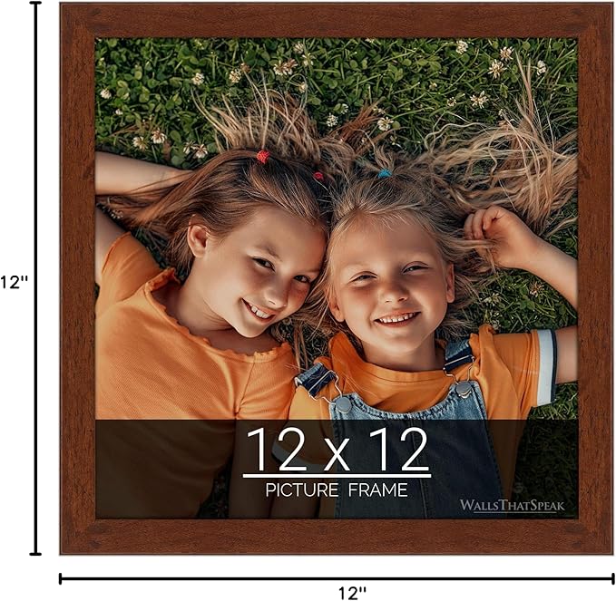 wallsthatspeak 12x12 Dark Walnut Rustic Pine Picture Frame for Puzzles Posters Photos or Artwork