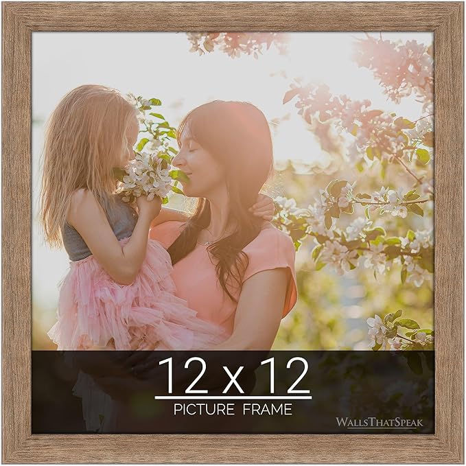wallsthatspeak 12x12 Brown Barnwood Picture Frame for Puzzles Posters Photos or Artwork