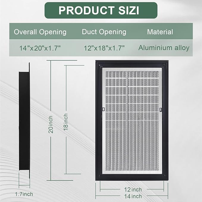 14"x20" Aluminum Gable Vent,Filter Screen for Removable,Never Rust, Heat Dissipation & Condensation Prevention,Ideal for Shed, Attic, Wall, Door & Shipping Container-Vent Opening: 12" x 18"