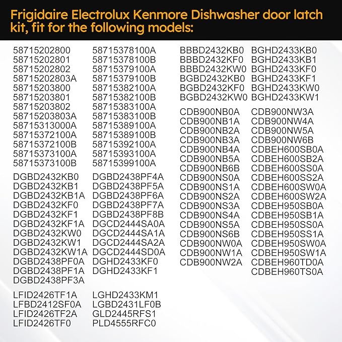 5304516818 Upgrade Dishwasher Door Latch & Door Switch Kit Compatible with Electrolux Kenmore Frigidaire Dishwasher Door Replaces# 5304525218 154543901 154758101 154543901 154722401-2 Year Warranty