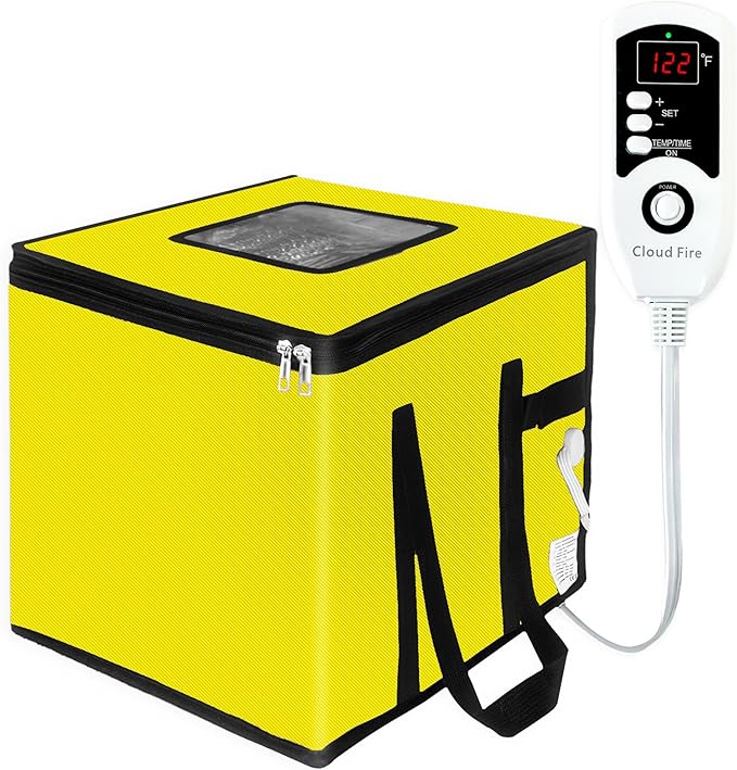 Bread Proofing Box Heater 150w, Dough Proofer Warming Box with NTC Sensor,43L Proofer Foldable Zippered Temperature and Timer Controller for Fermentation Sourdough,Yogurt,Natto,Yellow