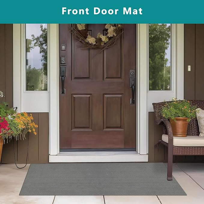WochiTV Non Slip Drainage Mats PVC Pool Floor Mat 0.23'' Thick Outdoor Indoor Parking Space Mat for Bathroom Garage Basement Backyard Commercial Kitchen 3x3.3Ft, Grey