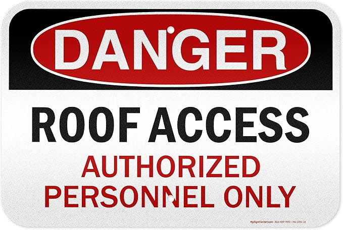 Danger Roof Access Authorized Personnel Only Sign, 12x18 Inches, 3M EGP Reflective, Rust Free .063 Aluminum, Fade Resistant, Made in USA by My Sign Center