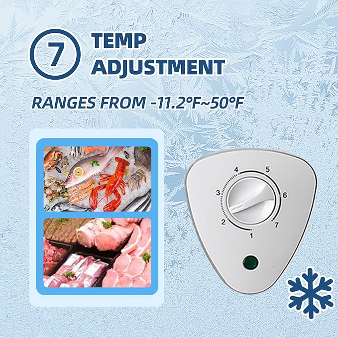 Chest Freezer Small Deep Freezer 3.5 Cu.Ft Mini Freezers Top Door Freezer Adjustable 7 Thermostat Removable Basket for Garage Basement Apartment Kitchen RV