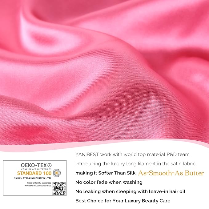 YANIBEST Long Bonnet Satin Bonnet for Sleeping Braid Bonnet with Tie Band Silk Sleep Bonnet for Women Locs Hot Pink