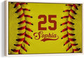 Personalized Softball Poster & Framed Canvas - Close Up Of Softball Ball Home Office Decor, Custom Name Number Bedroom Living Room Aesthetic Wall Art Gift For Daughter Girl, Women