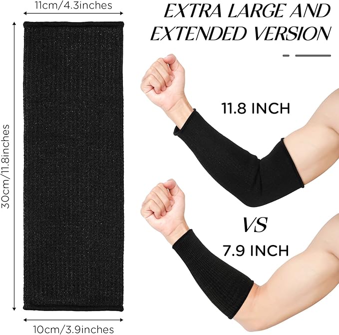 Neer 4 Pair Protective Arm Sleeves for Thin Skin Anti-Cut Burn Resistant Cover Forearm Sleeve for Cooking Construction(Black, 11.8 Inch)