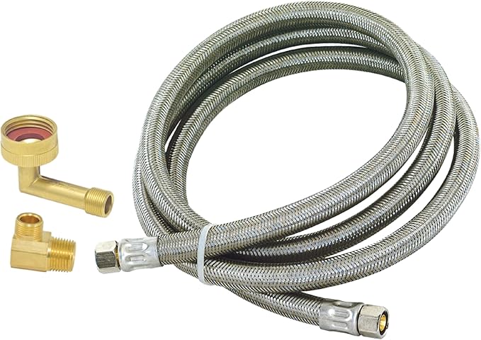 Eastman 6 Ft. Dishwasher Installation Kit, Braided Stainless Steel Supply Line with 3/8 Inch Compression Ends, 41045
