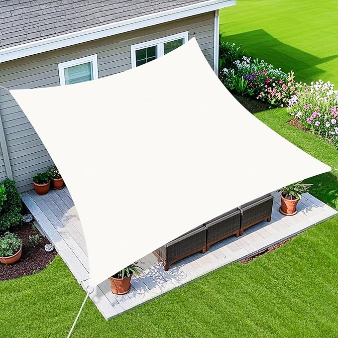 Amagenix Sun Shade Sail 12'X24' Curved Edge Outdoor Shade Canopy White Breathable 95% UV Block Shade Cloth for Patio Garden Backyard (We Make Custom Size)