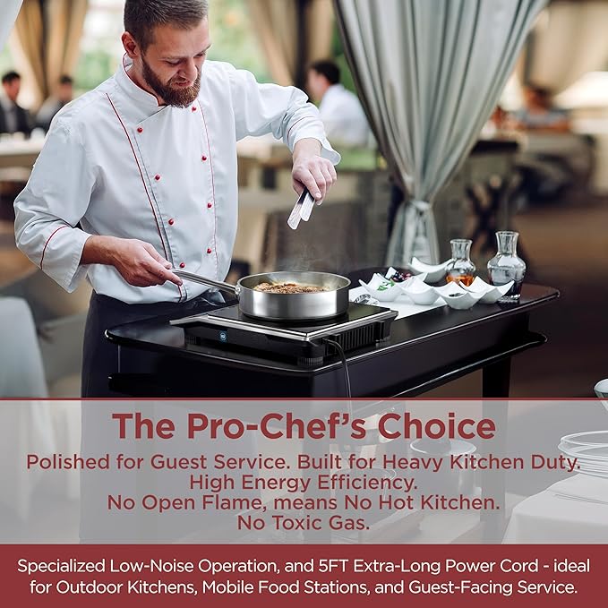 ChangBERT Induction Cooktop NSF Certified Professional Chef Edition Stove, 1800W Commericial Induction Burner with Schott Glass, Large Heating Coil Electric Hot Plate for Restaurant Hotel Food Station