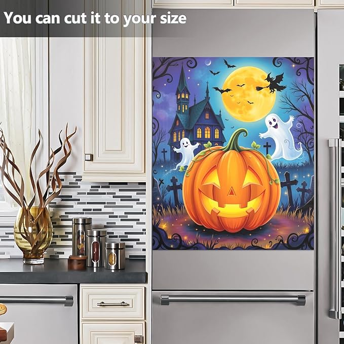 Pumpkin Ghost Witch Halloween Dishwasher Magnet Cover Sticker Magnetic Refrigerator Panel Front Door Fridge Microwave Decal Decorative