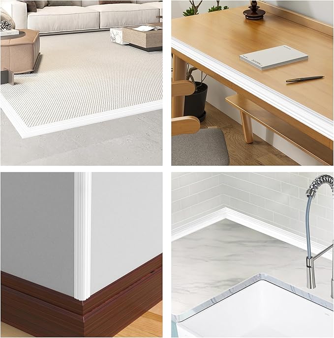 Wall Corner Protector Peel and Stick Wall Molding Trim Flexible Corner Guard Edge Protector Inside & Outside Corner Guard Strip for Wall Edge Ceiling Countertop