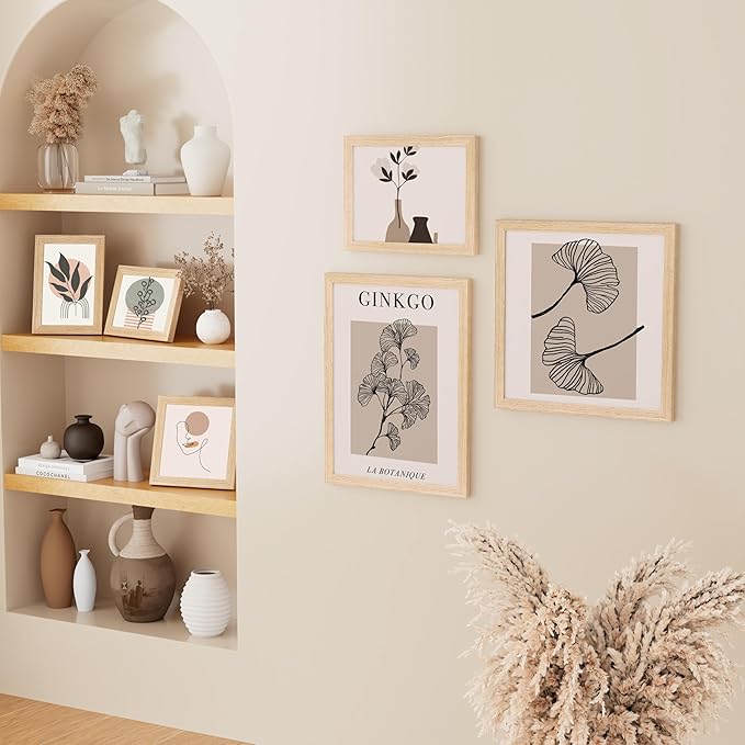 Vittanly 10x10 Picture Frame, Solid Wood Frame with Plexiglass, Includes 8x8 Mat, Wall Hanging or Tabletop for Photos, Home Decor, Natural, 1 Pack