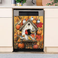 Farmhouse Fall Harvest Birdhouse Dishwasher Magnet Cover,Pastoral Pumpkins Magnetic Dishwasher Cover Vinyl Sticker,Fridge Door Cover Magnets Art Skin Panel Decal,Home Decor Decal,23"X26"