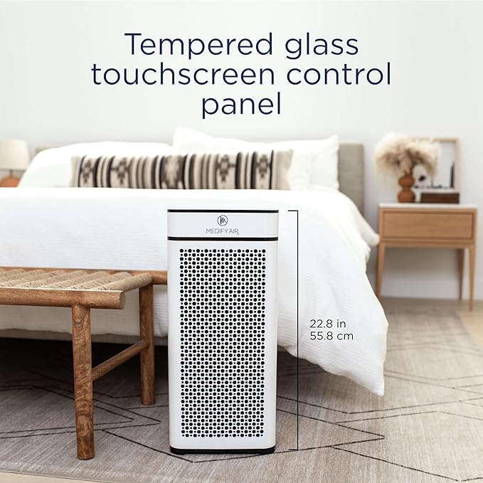 Medify MA-40 Air Purifier with True HEPA H13 Filter | 1,793 ft² Coverage in 1hr for Smoke, Wildfires, Odors, Pollen, Pets | Quiet 99.9% Removal to 0.1 Microns | White, 1-Pack