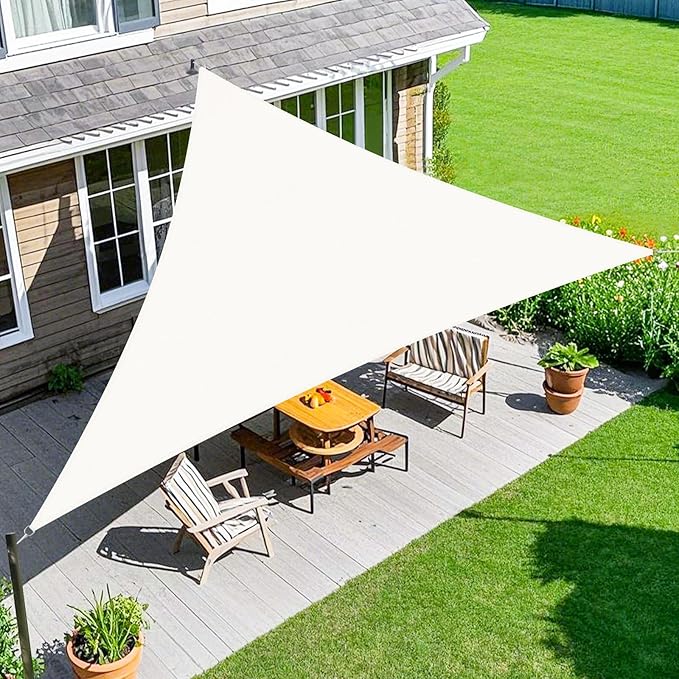 Amagenix Sun Shade Sail 10X12X12 Curved Edge Outdoor Shade Canopy White Breathable 95% UV Block Shade Cloth for Patio Garden Backyard (We Make Custom Size)