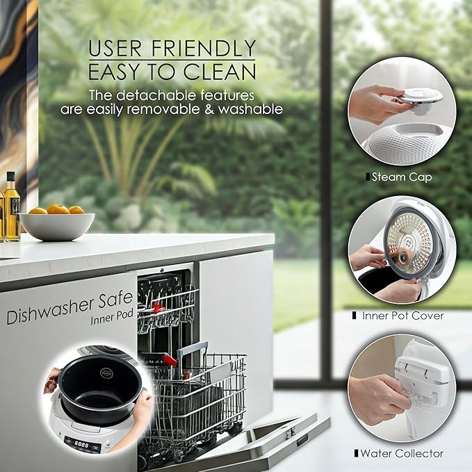 MAGiC COM multi-Functional Digital Rice Cooker 10 Cup Uncooked (20 Cup Cooked), 15-in-1 Programmable Electric Rice & Grain Cooker with Auto Clean, Non-Stick Pot, Steamer Basket, 24H Delay Timer, and Auto Keep Warm(White)