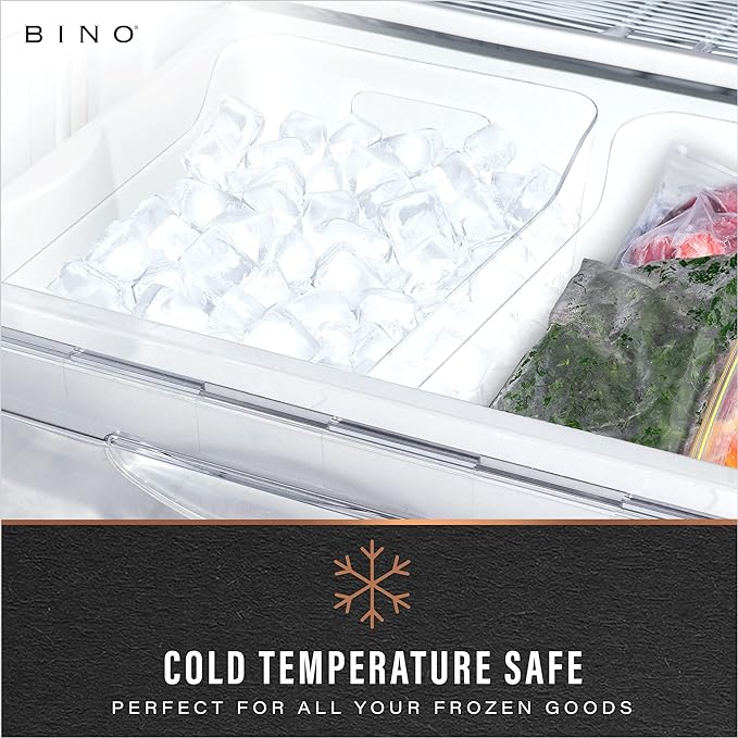 BINO | Plastic Storage Bins, Large - 2 Pack, Clear | THE SOHO COLLECTION | Pantry Organizers and Storage Containers | Fridge Organizer Bins | Kitchen Cabinet Organizer | Medicine Cabinet Bin