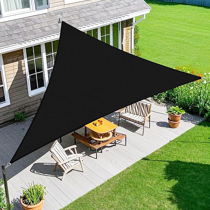 Amagenix Sun Shade Sail 17'X17'X17' Curved Edge Outdoor Shade Canopy Black Breathable 95% UV Block Shade Cloth for Patio Garden Backyard (We Make Custom Size)