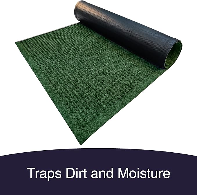 Ecomills Rubber Doormat, Extra Large, 36" x 60", Green, XL, Absorbent Indoor Outdoor, Stain Resistant, Rubber Non Slip Backing, Heavy Duty, Durable