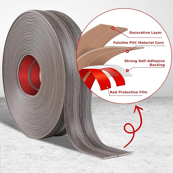 Flexible Wall Corner Protector Moulding Trim Peel and Stick Wall Corner Guards Edge Protector Self Adhesive Molding Trim Strip for Edge Ceiling (Brown Walnut Wood Grain, 0.8 in x 10 Ft)